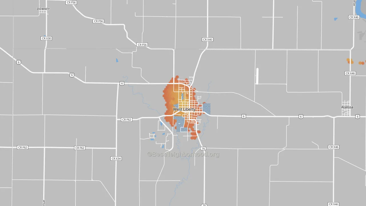 Bike Grade map of 52776, IA