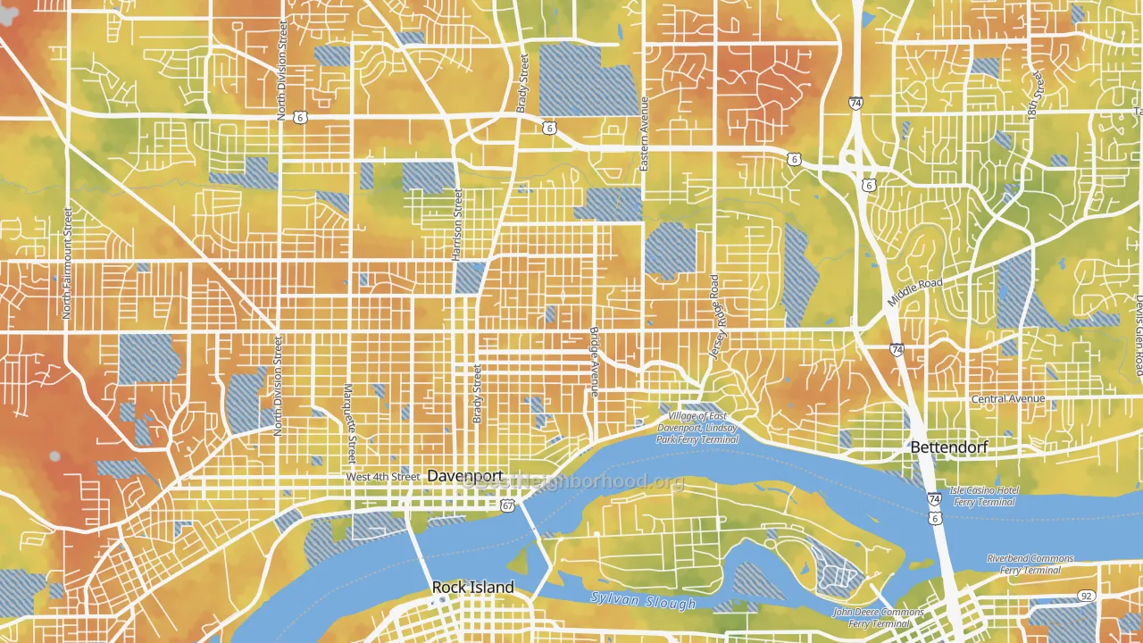 Bike Grade map of 52803, IA