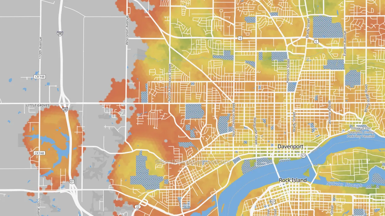 Bike Grade map of 52804, IA