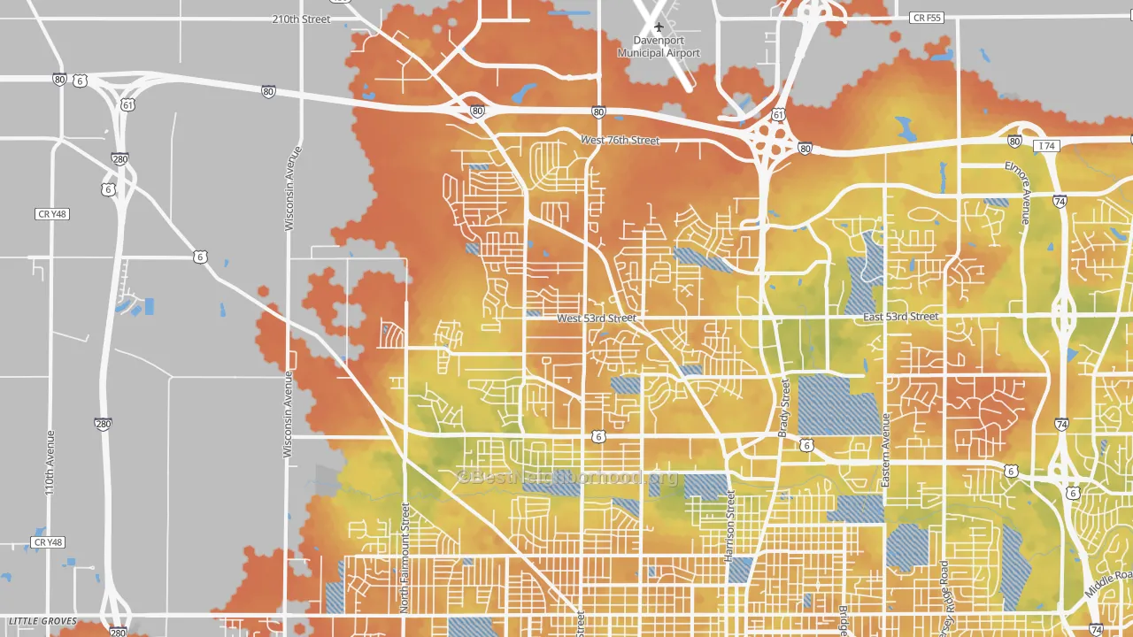 Bike Grade map of 52806, IA