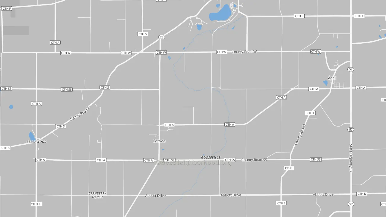 Bike Grade map of 53001, WI