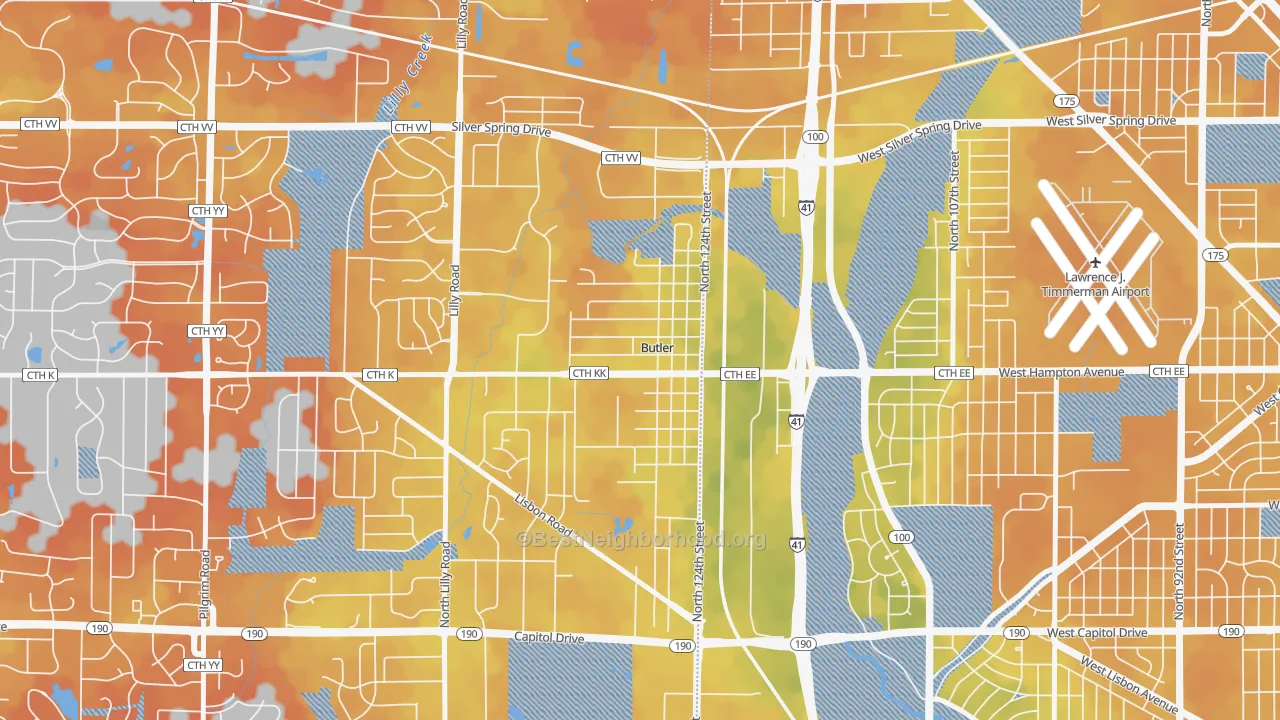 Bike Grade map of 53007, WI