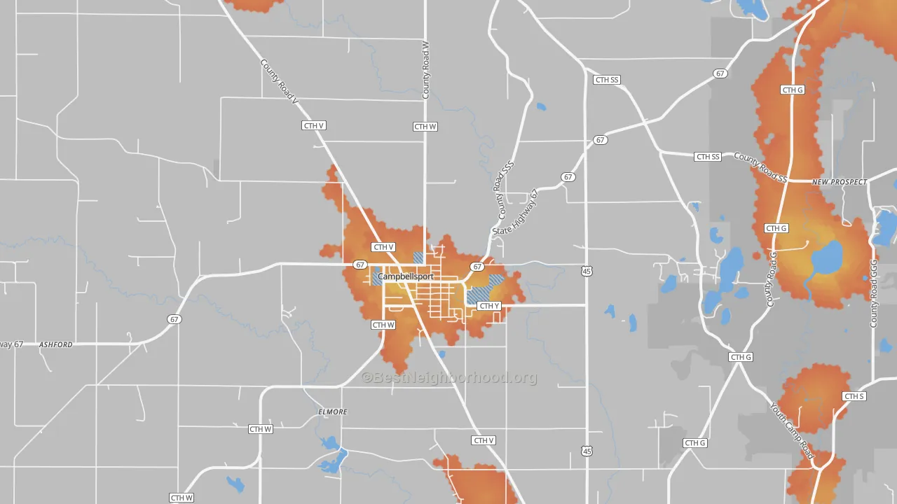 Bike Grade map of 53010, WI