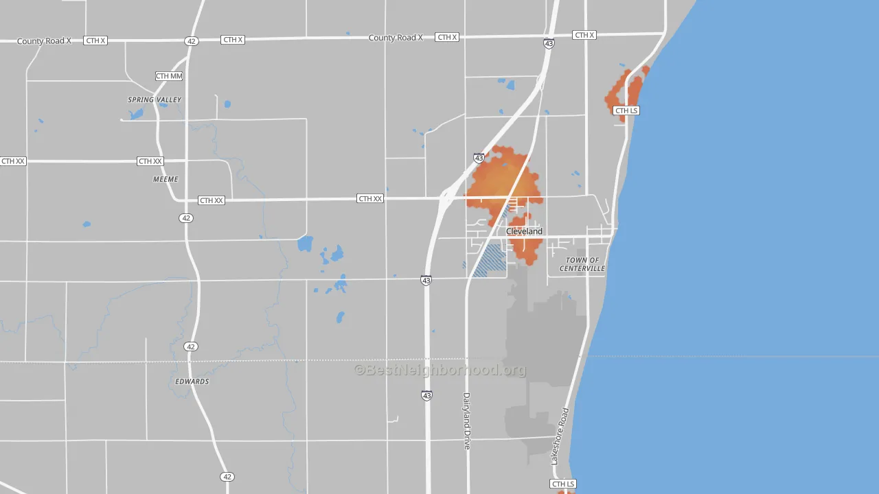 Bike Grade map of 53015, WI