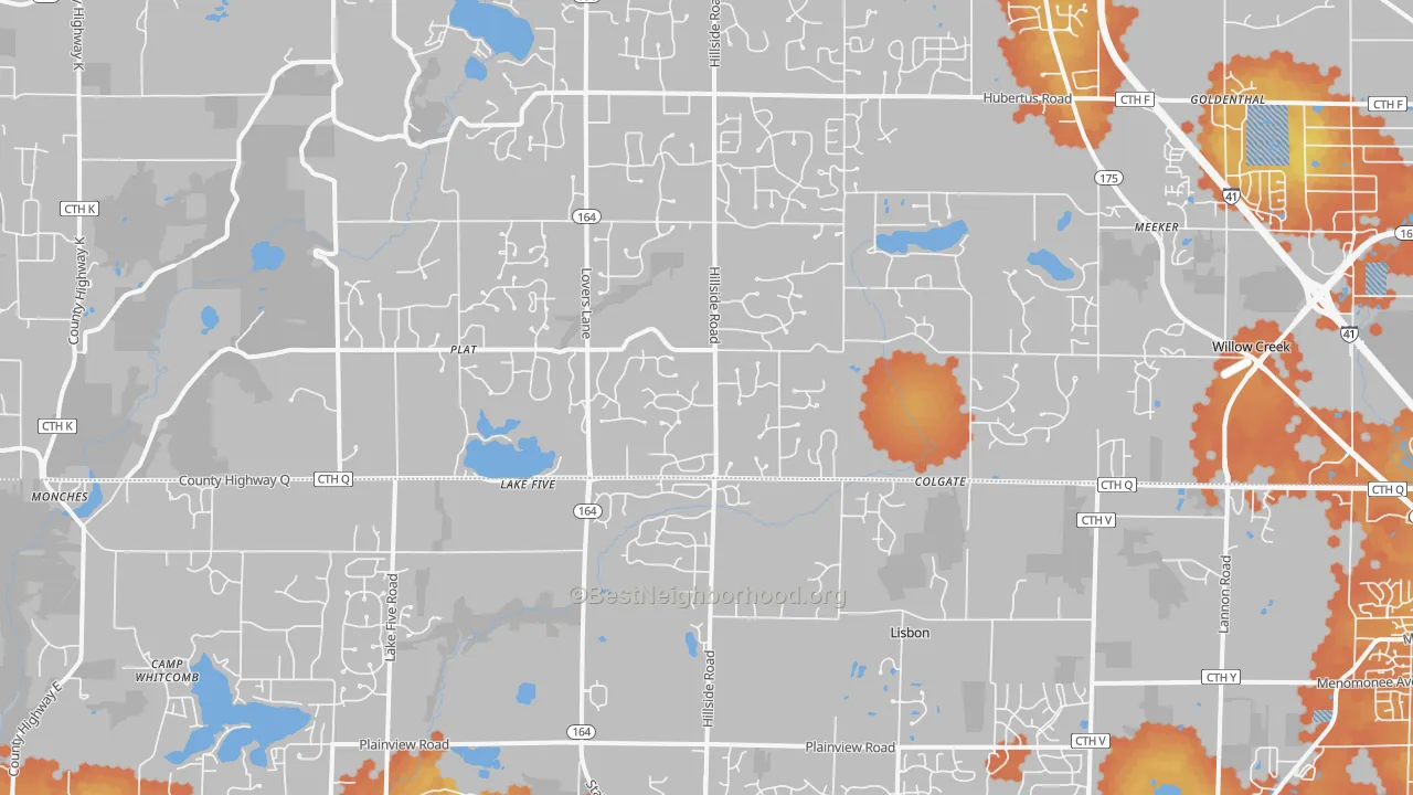 Bike Grade map of 53017, WI