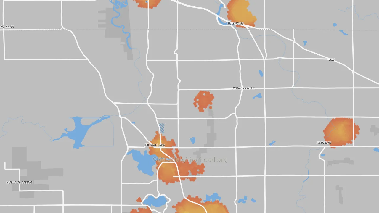 Bike Grade map of 53020, WI