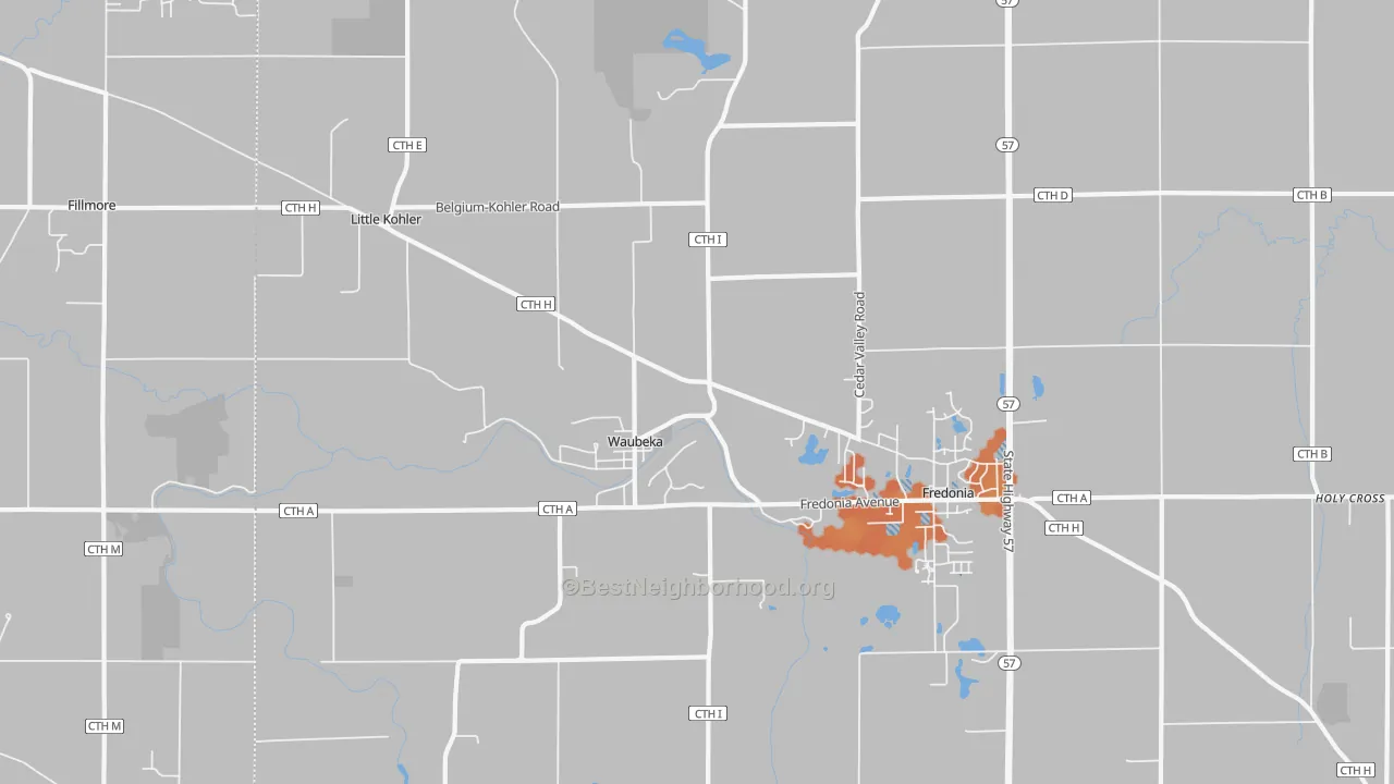 Bike Grade map of 53021, WI
