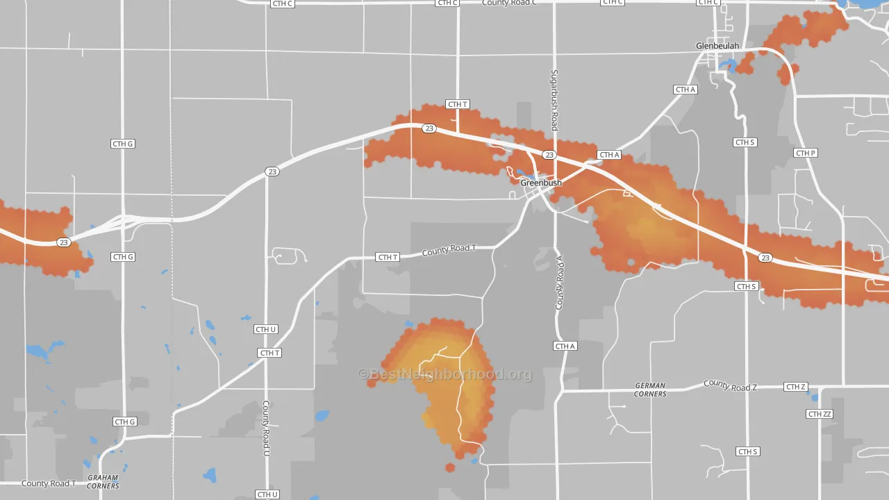 Bike Grade map of 53023, WI