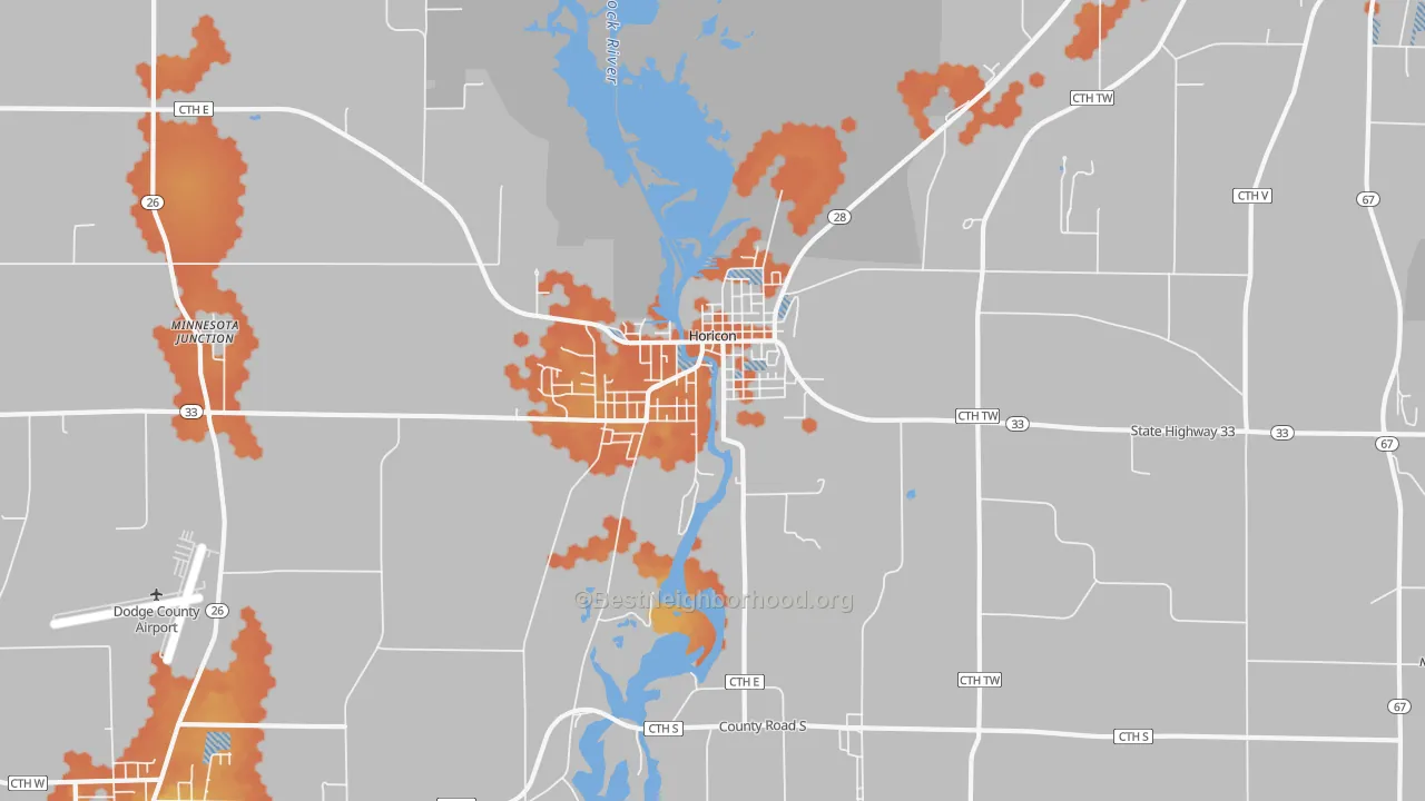 Bike Grade map of 53032, WI
