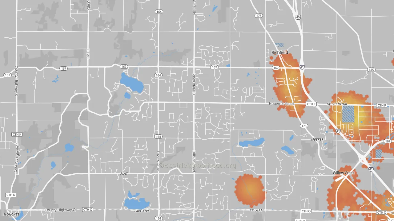 Bike Grade map of 53033, WI