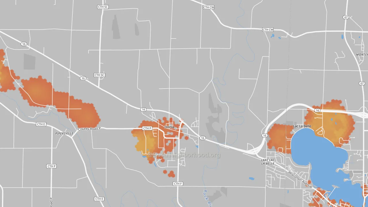 Bike Grade map of 53036, WI