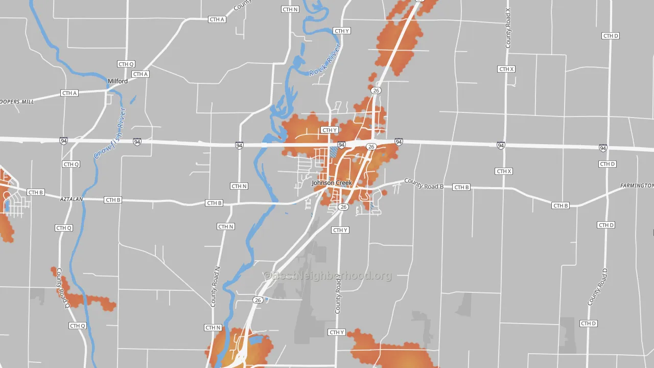 Bike Grade map of 53038, WI
