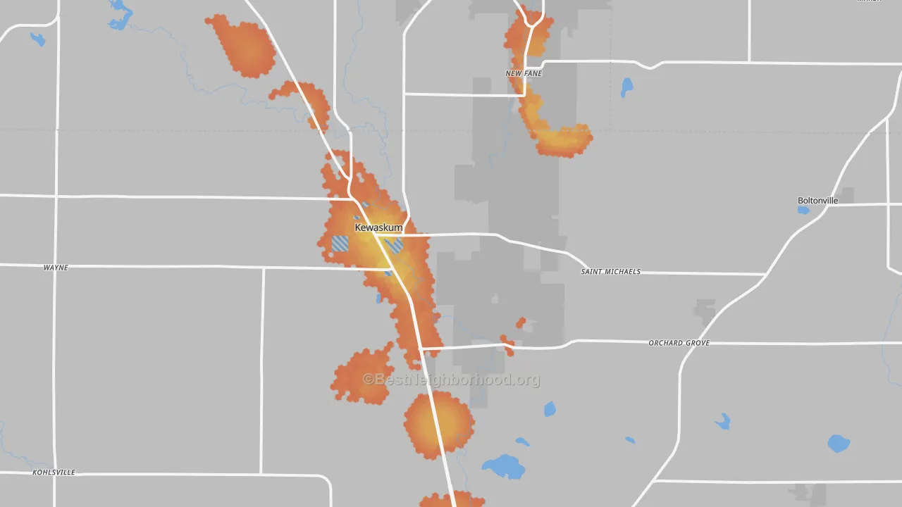 Bike Grade map of 53040, WI