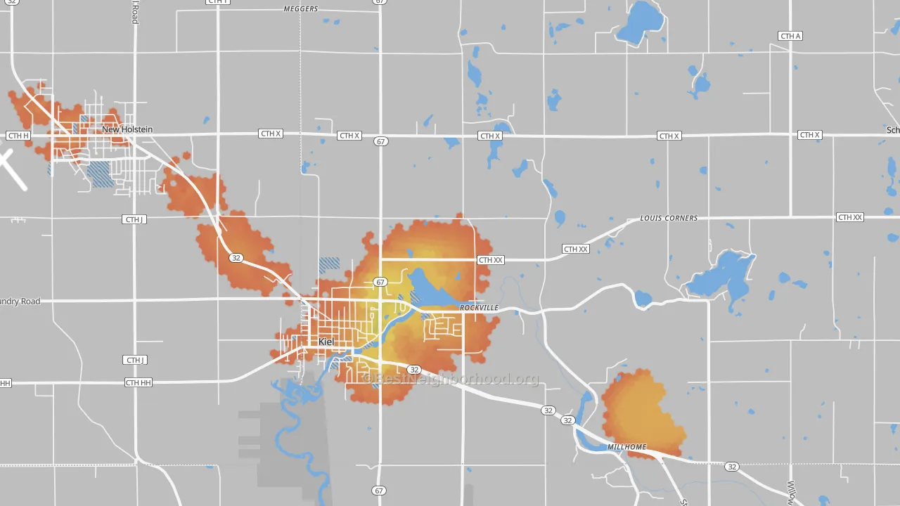 Bike Grade map of 53042, WI