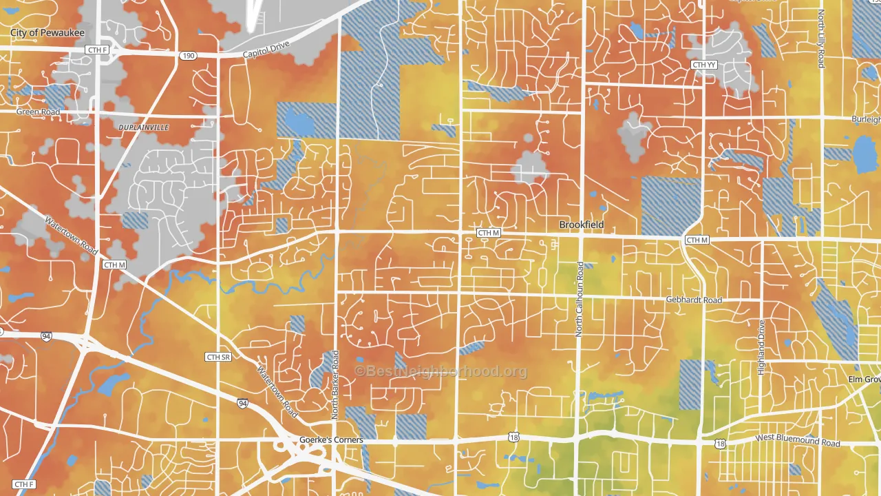 Bike Grade map of 53045, WI