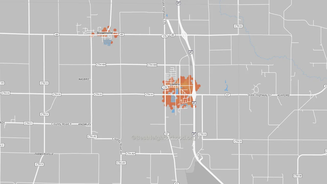 Bike Grade map of 53048, WI