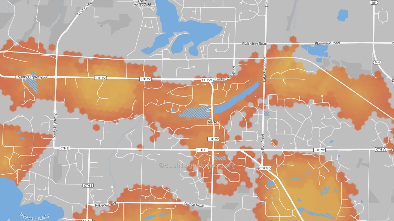 Bike Grade map of 53056, WI