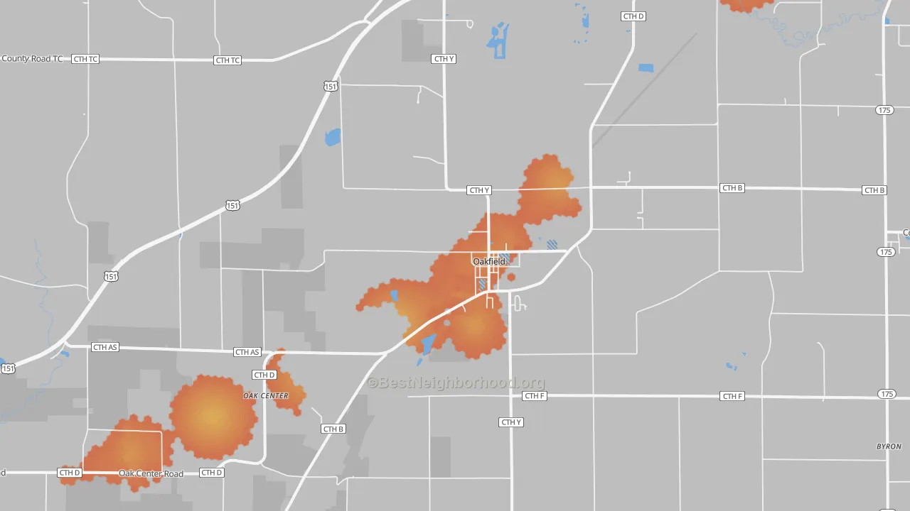 Bike Grade map of 53065, WI