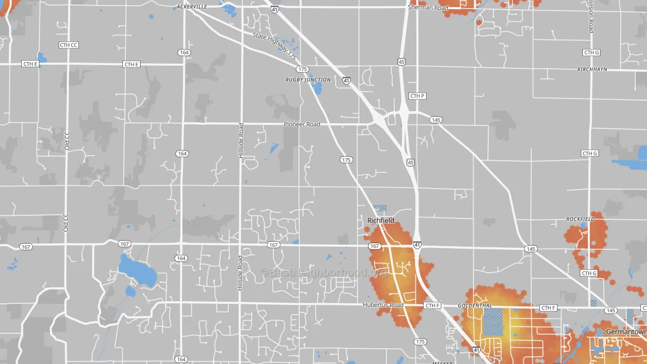 Bike Grade map of 53076, WI