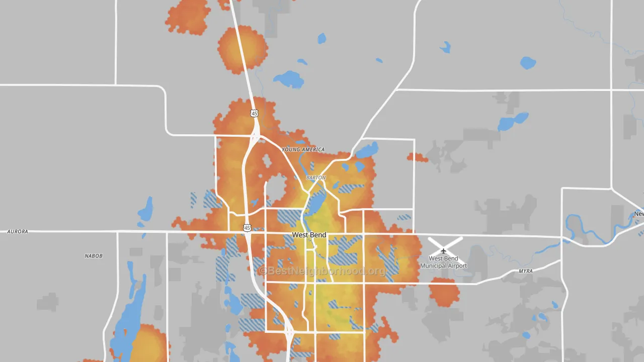 Bike Grade map of 53090, WI
