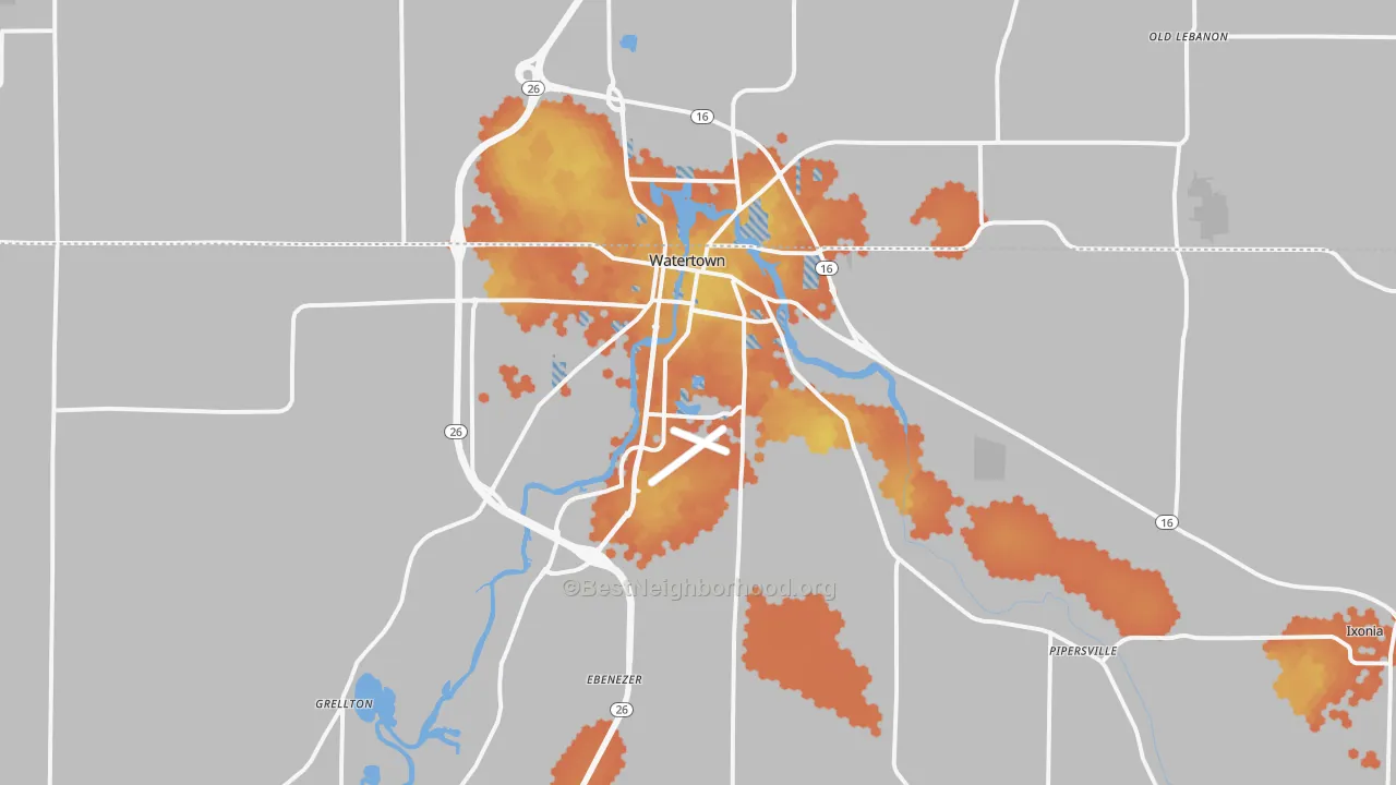 Bike Grade map of 53094, WI