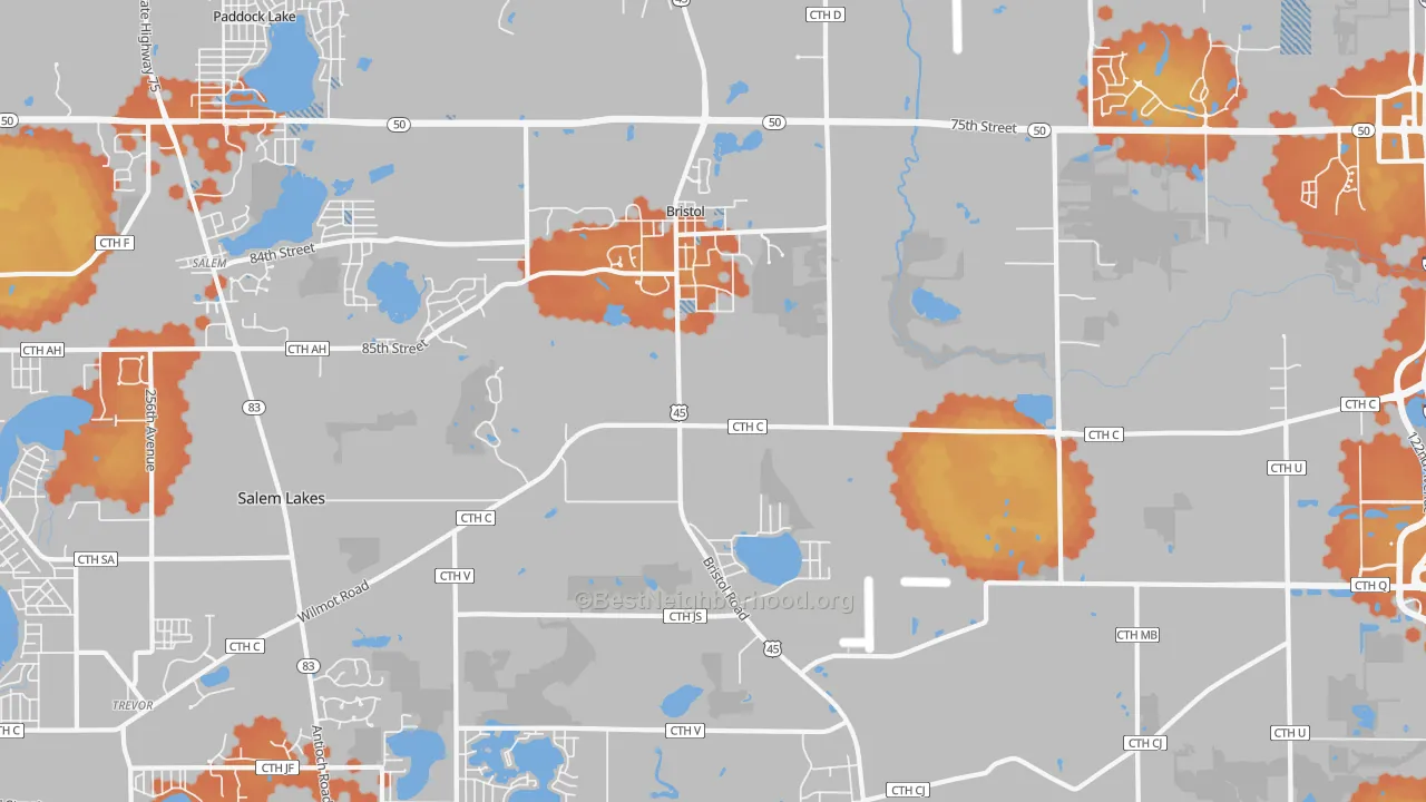 Bike Grade map of 53104, WI