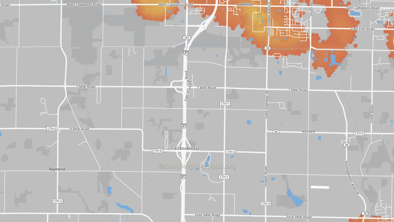 Bike Grade map of 53108, WI