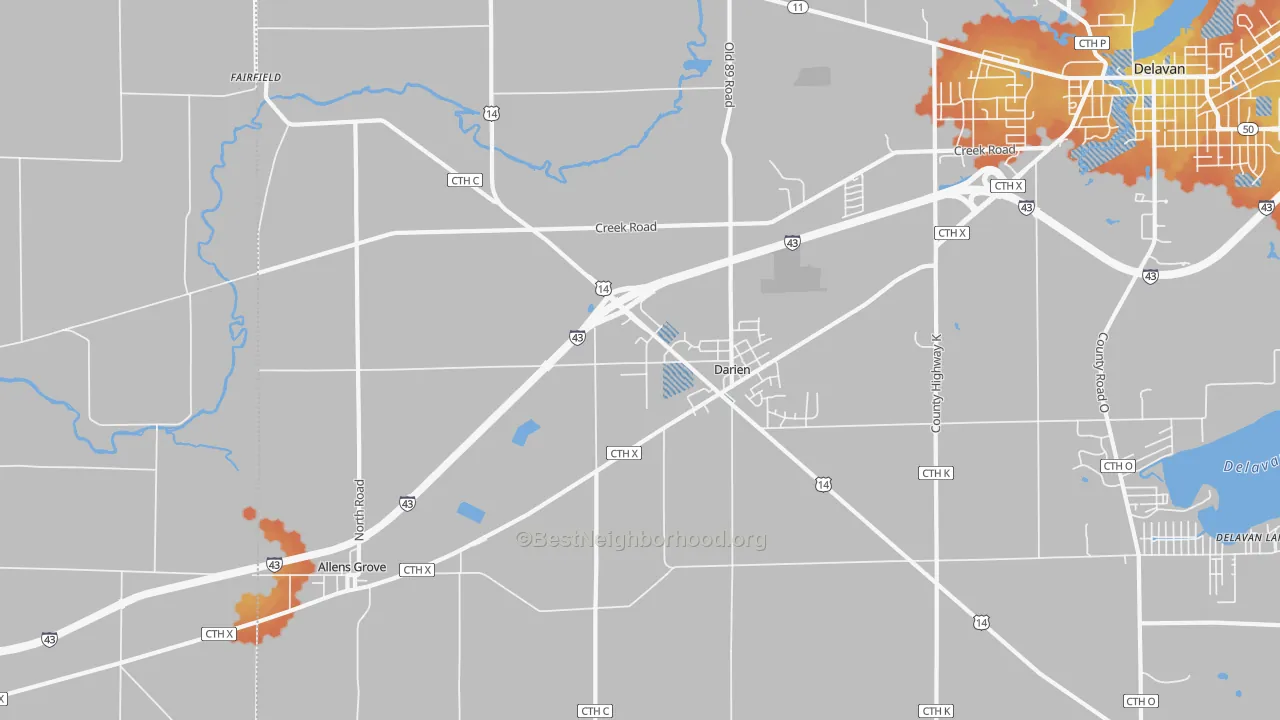 Bike Grade map of 53114, WI