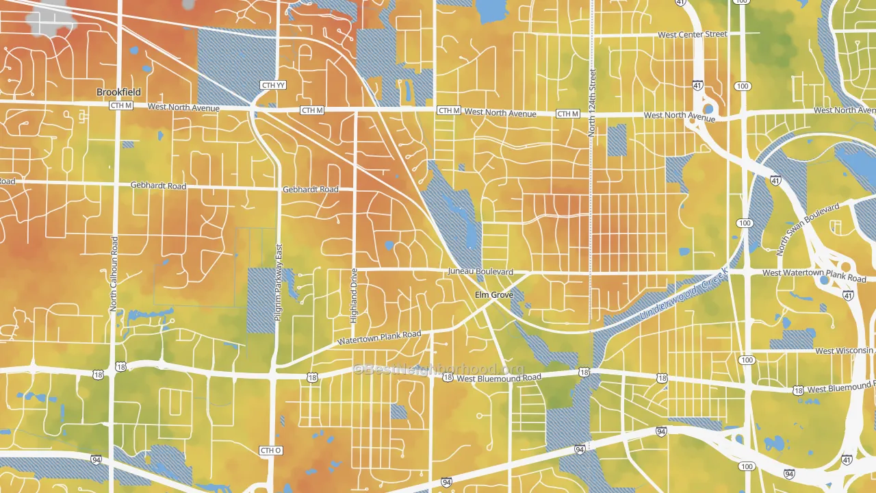 Bike Grade map of 53122, WI
