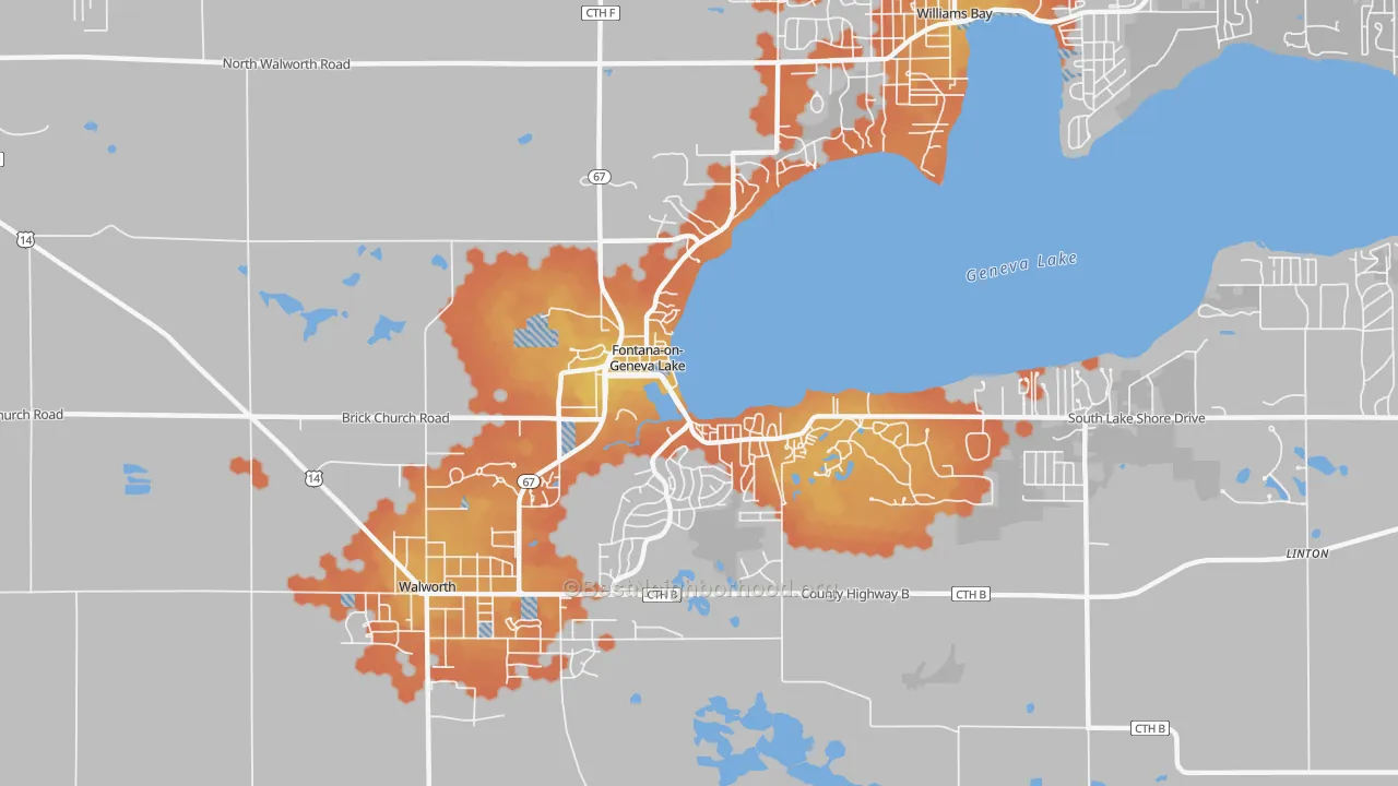 Bike Grade map of 53125, WI