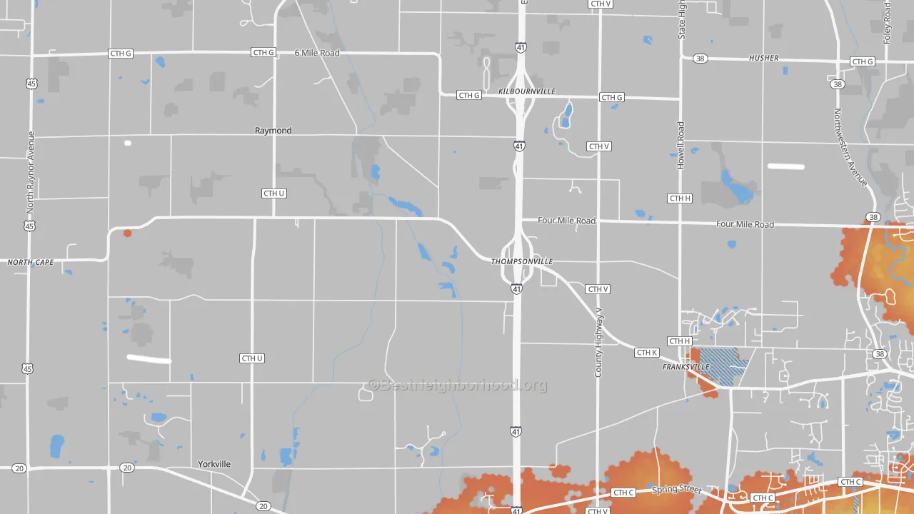 Bike Grade map of 53126, WI