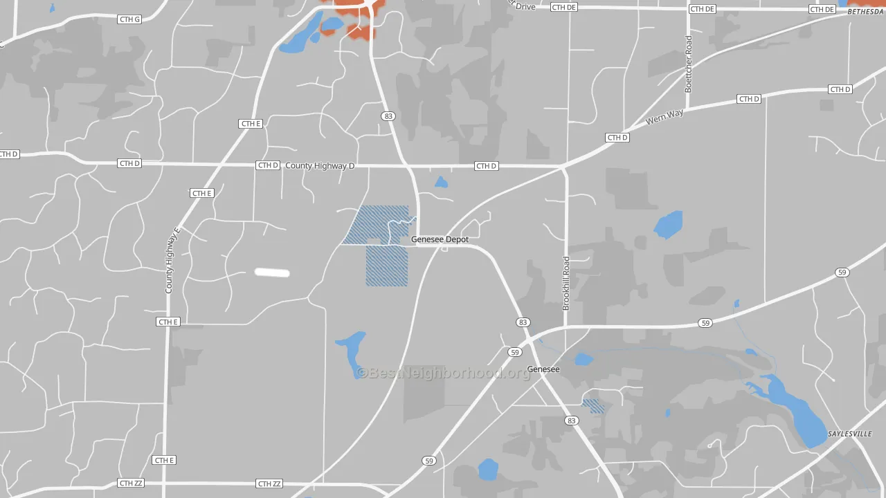 Bike Grade map of 53127, WI