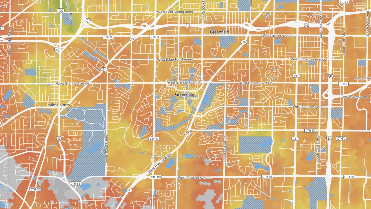 Bike Grade map of 53129, WI