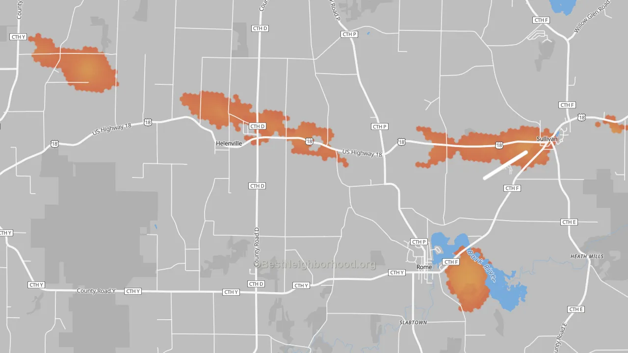 Bike Grade map of 53137, WI
