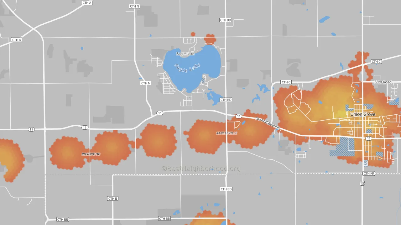 Bike Grade map of 53139, WI