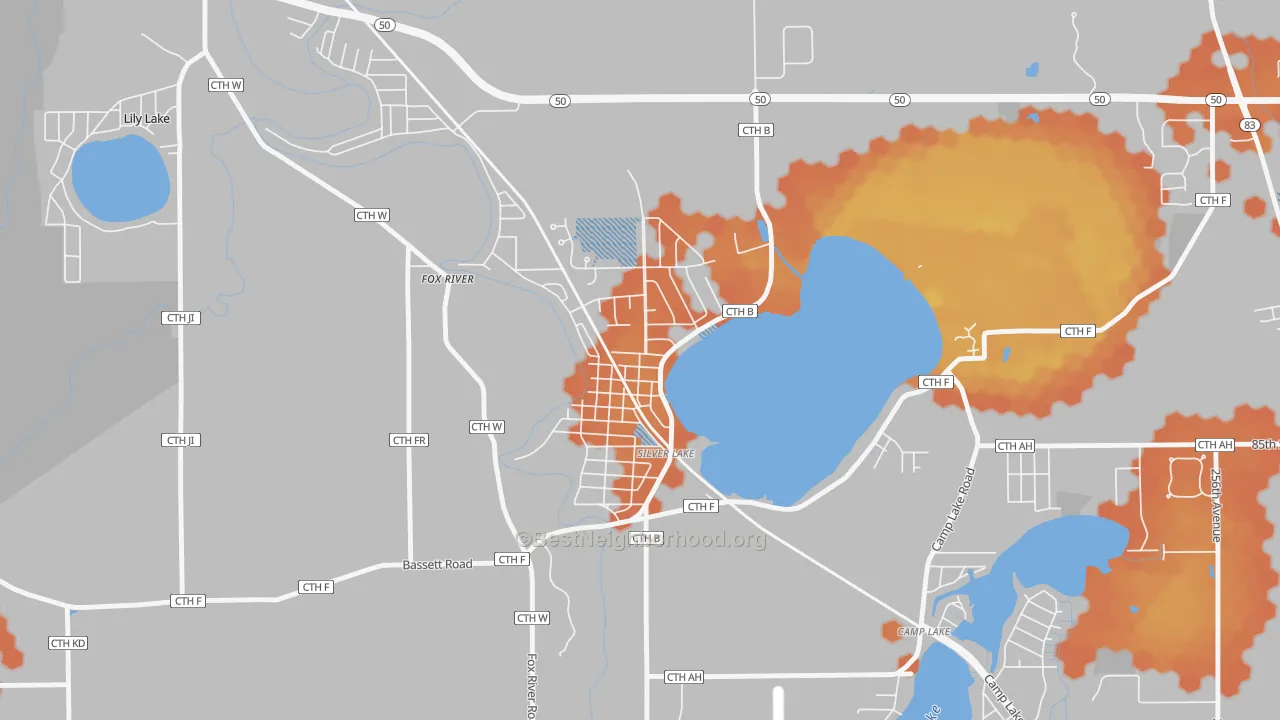 Bike Grade map of 53170, WI