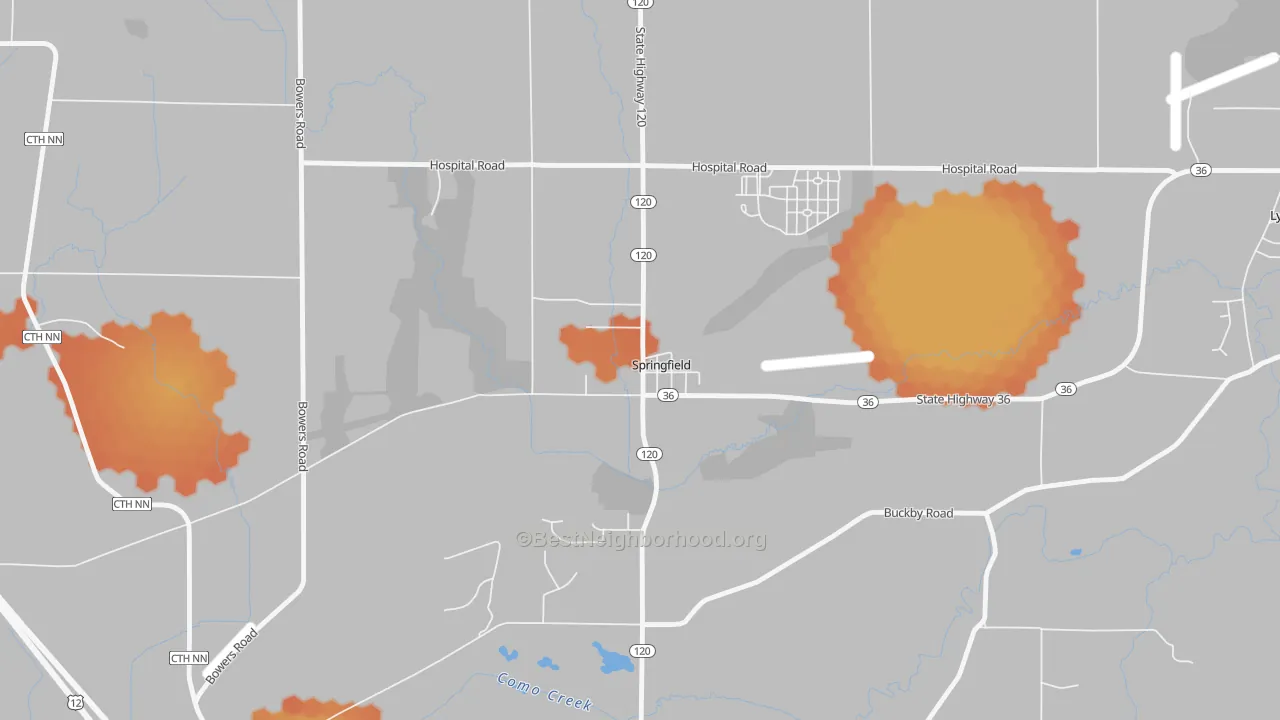 Bike Grade map of 53176, WI