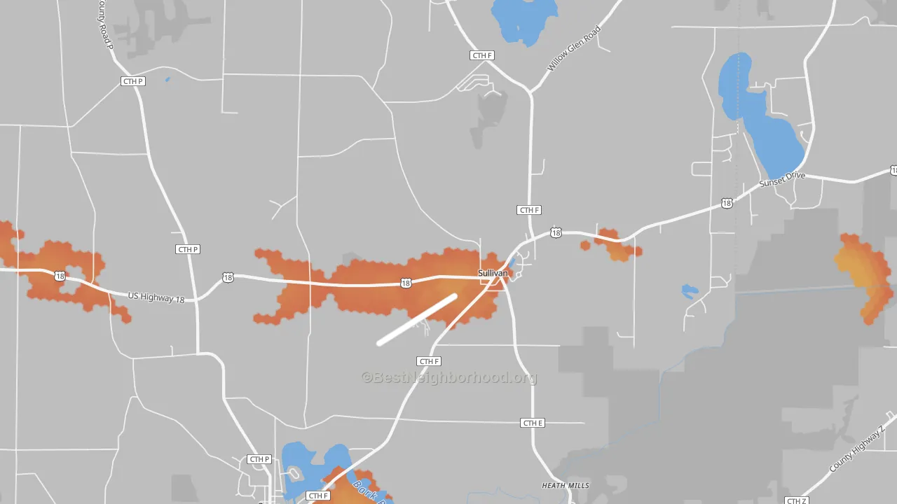 Bike Grade map of 53178, WI