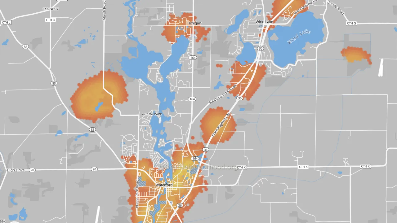 Bike Grade map of 53185, WI