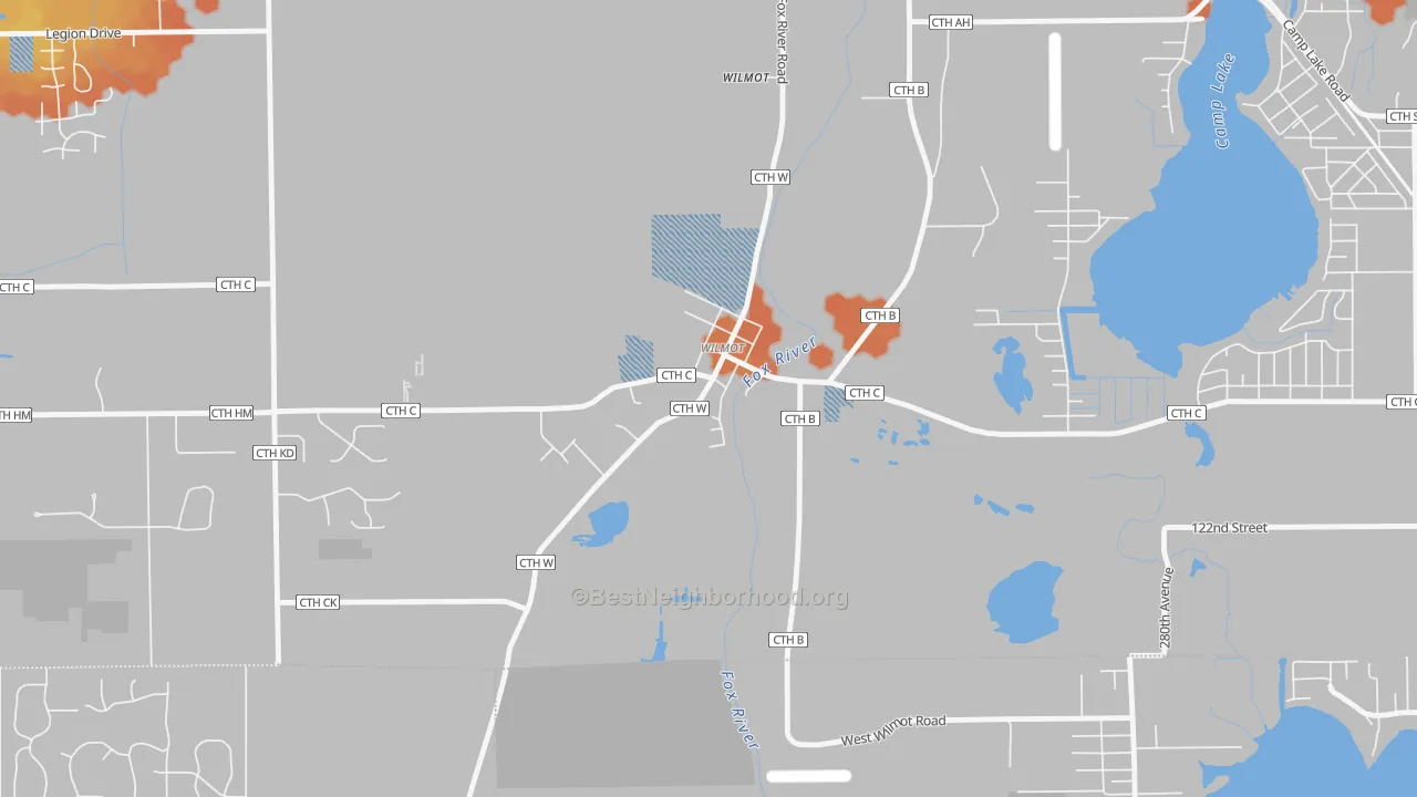 Bike Grade map of 53192, WI