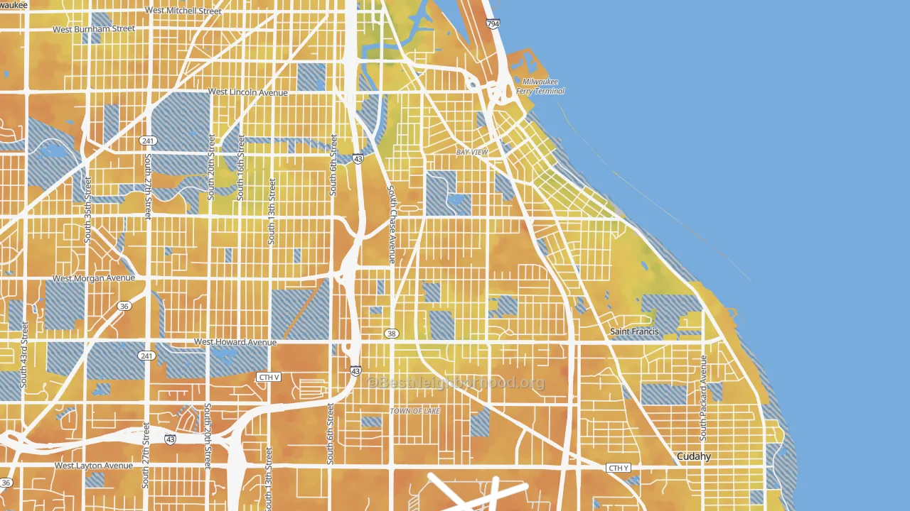 Bike Grade map of 53207, WI