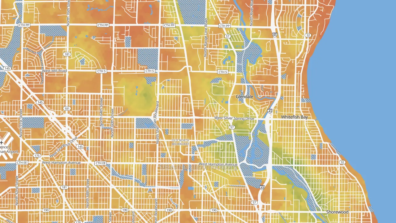 Bike Grade map of 53209, WI