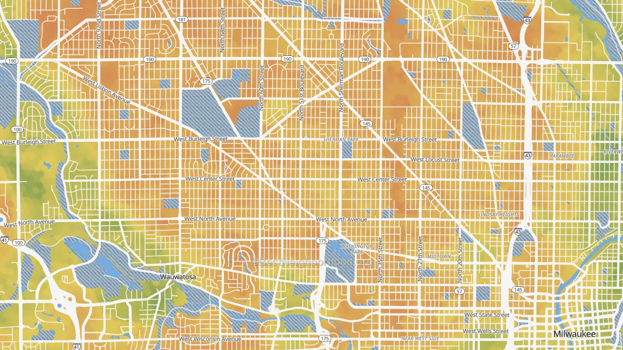 Bike Grade map of 53210, WI