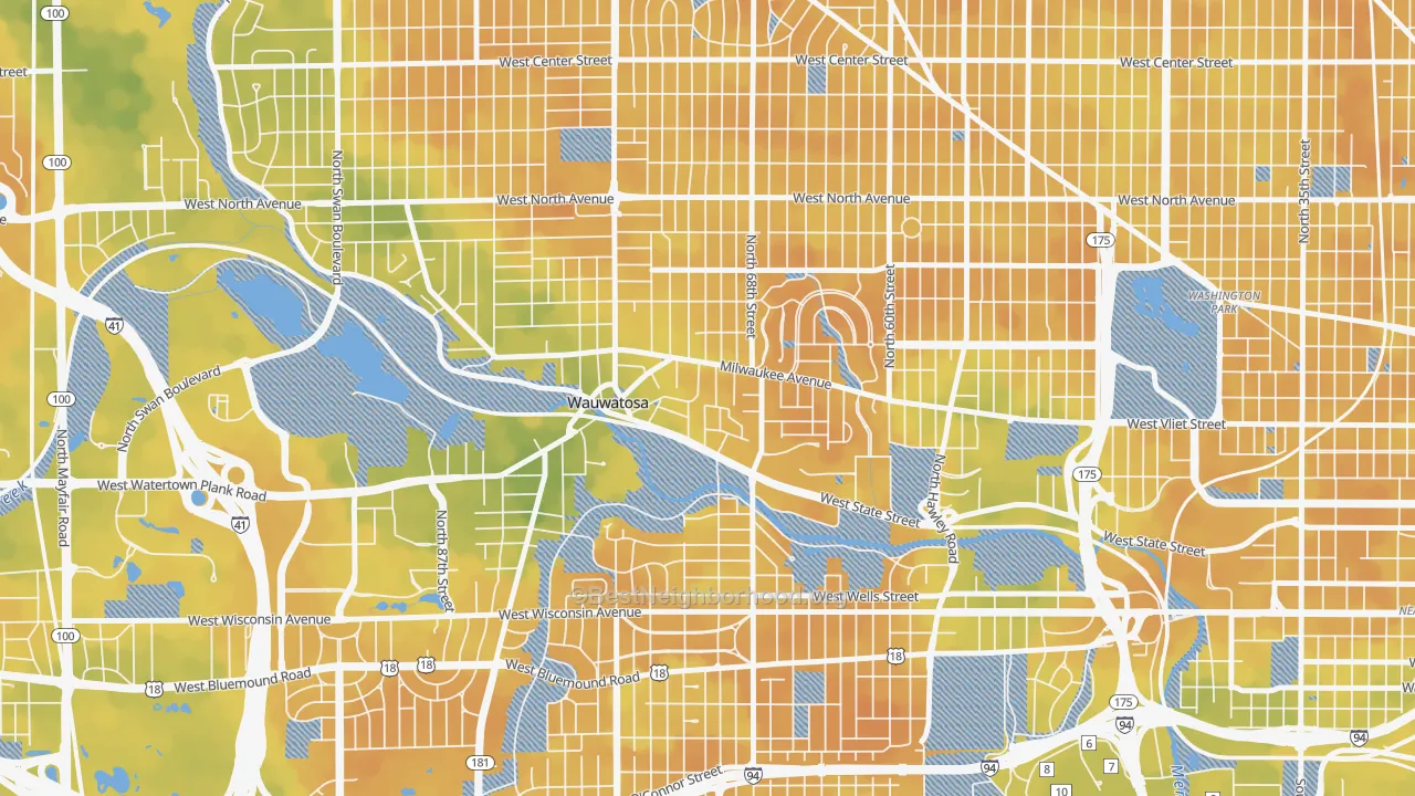 Bike Grade map of 53213, WI