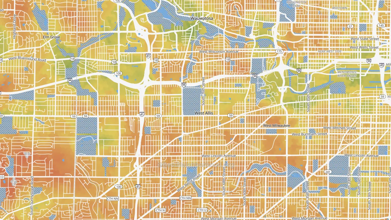 Bike Grade map of 53214, WI