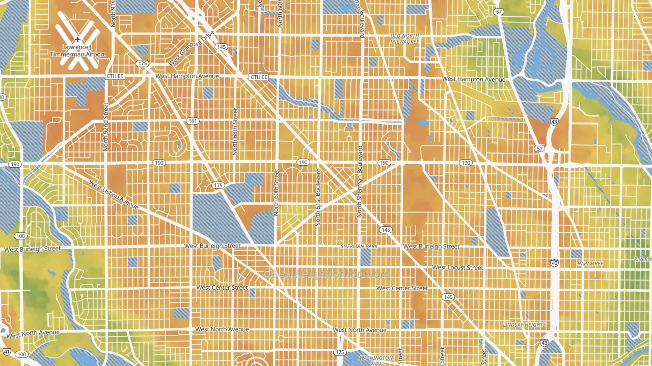 Bike Grade map of 53216, WI