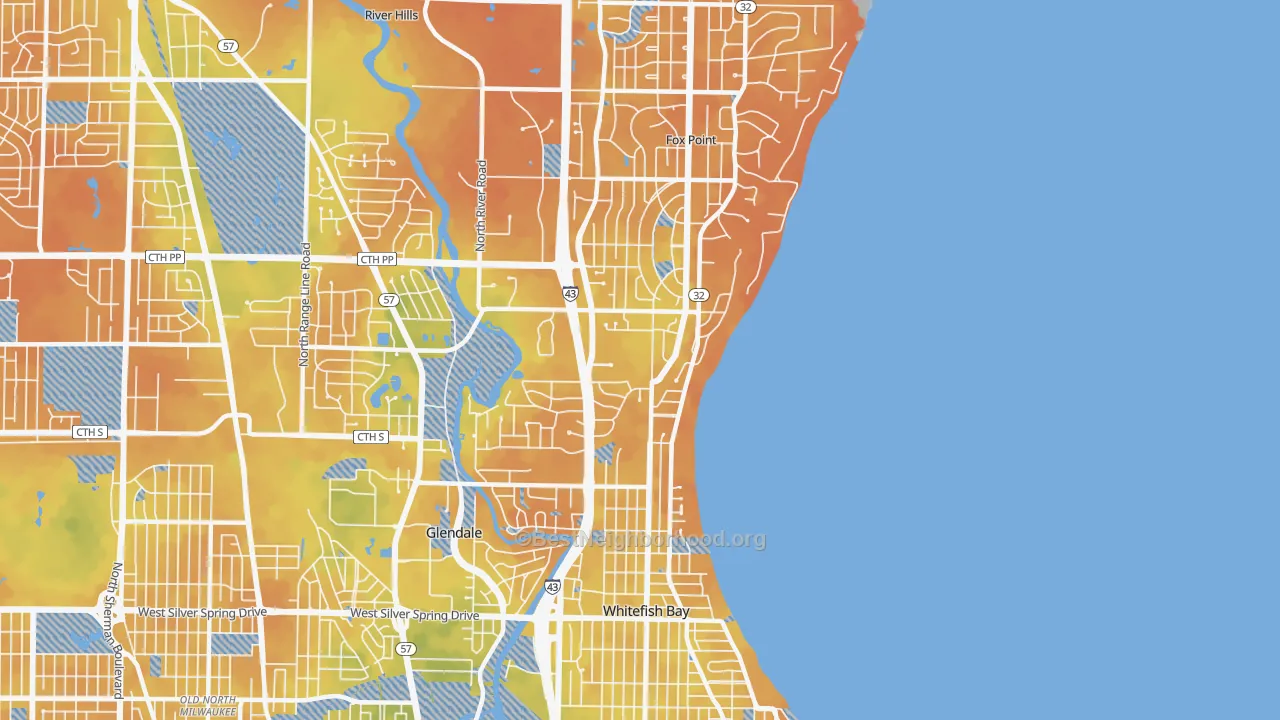 Bike Grade map of 53217, WI