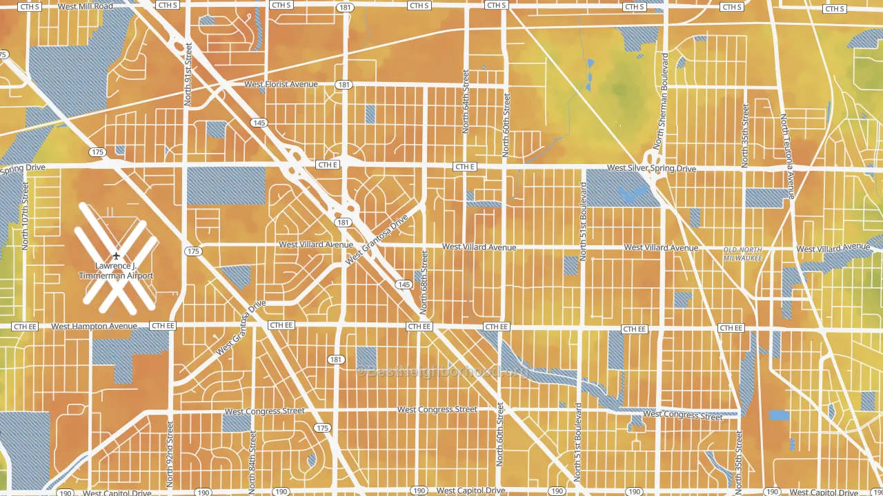 Bike Grade map of 53218, WI