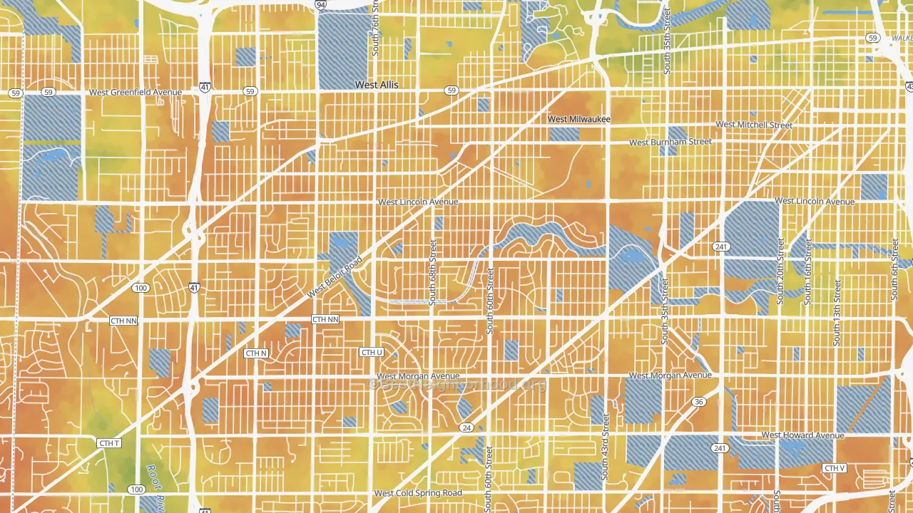Bike Grade map of 53219, WI