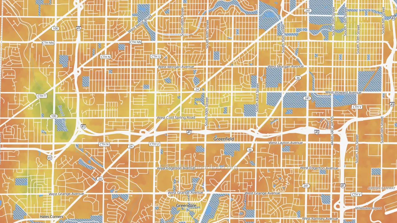 Bike Grade map of 53220, WI